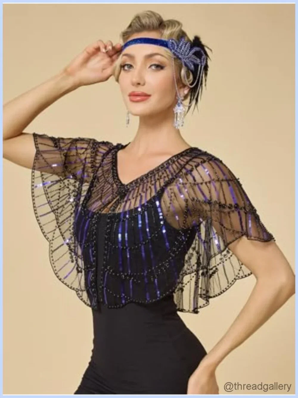 1920s Sequin Beaded Shawl Wrap, Lightweight Mesh Gatsby Party Wedding Prom